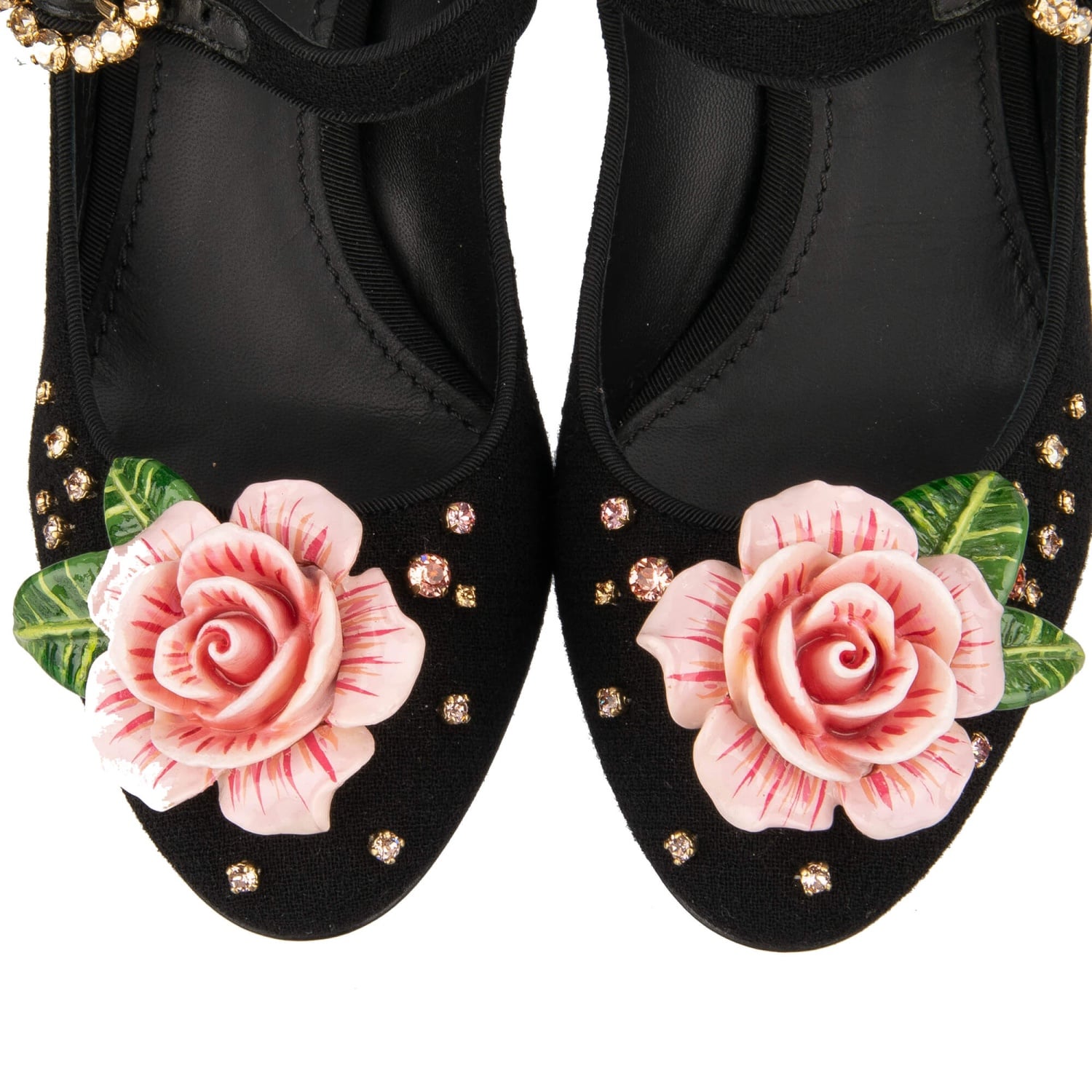 DOLCE & GABBANA Crystal Rose Brooch Heels Mary Jane Pumps VALLY